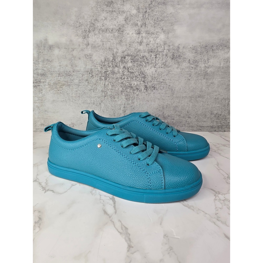 Matt & Nat Aahana Teal Leather Sneakers Low Top Blue Shoes Womens US8/EU39